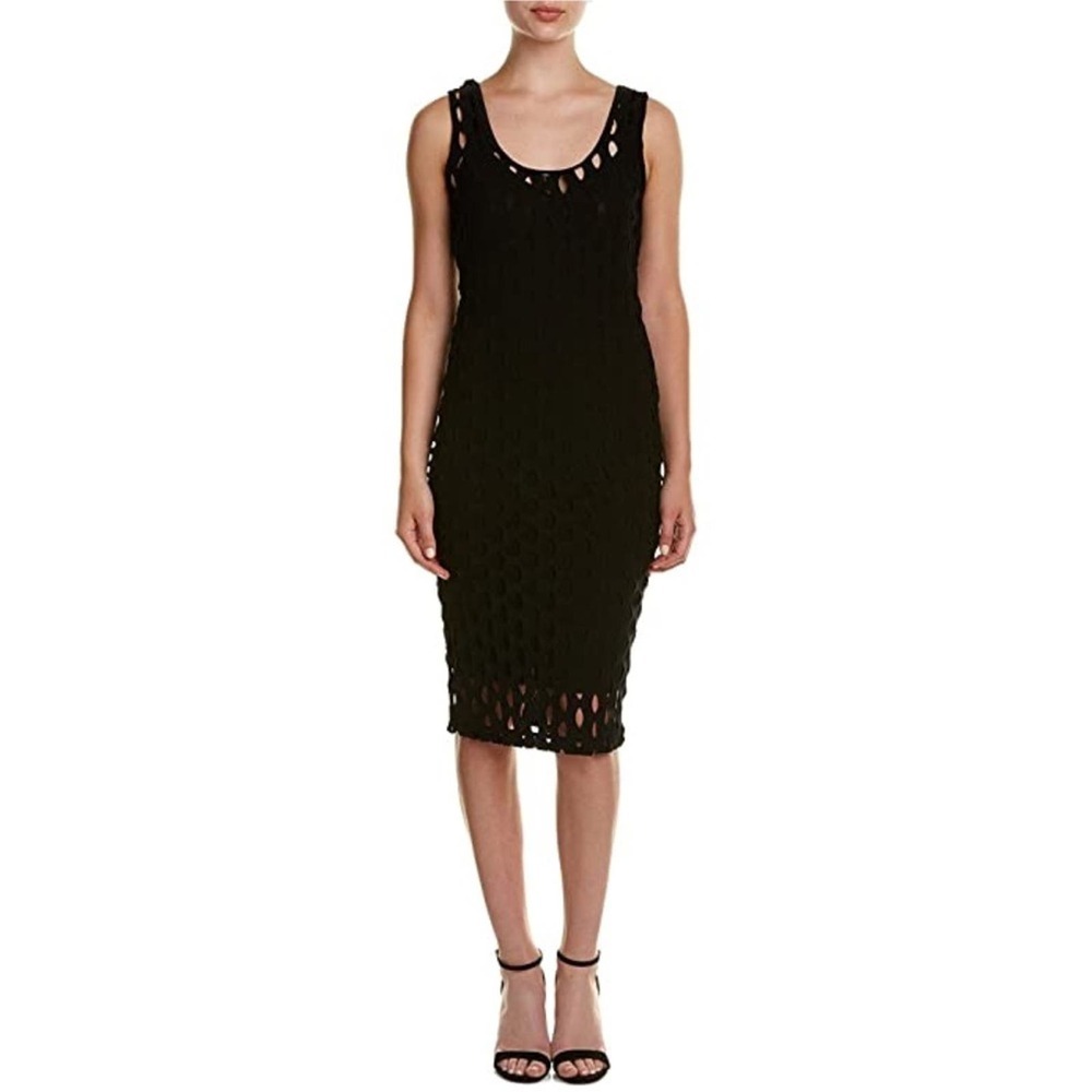 NWT Tracy Reese Black Fitted Tank Midi Dress Size Small $348
